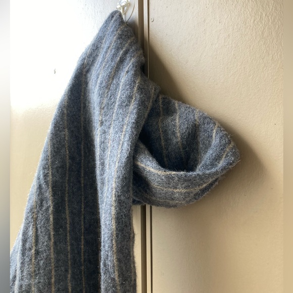 Ireland 100% wool suantrai scarf grey gray striped stripes wide oversized - Picture 5 of 15